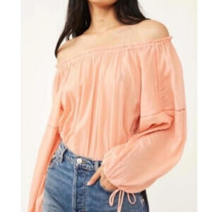 Free People NWOT Desert Pink Balloon Sleeve Bodysuit Size XS